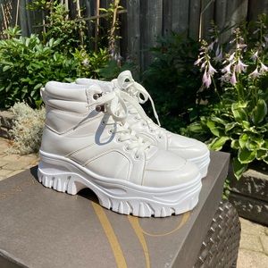 Chunky White Platform Sneakers